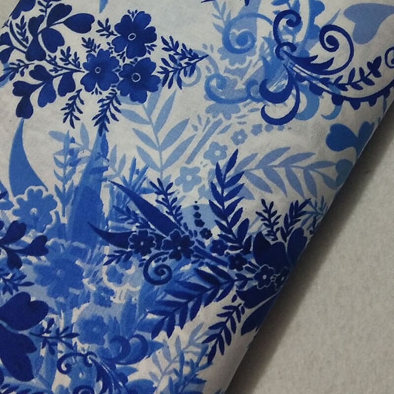 100% Plaine Coton ViaPhil Traditionnel Bleu Et Blanc Fleur Feuille Imprimé Tissu Bonbons Crâne Tissu Patchwork Tissu Décor à La Maison