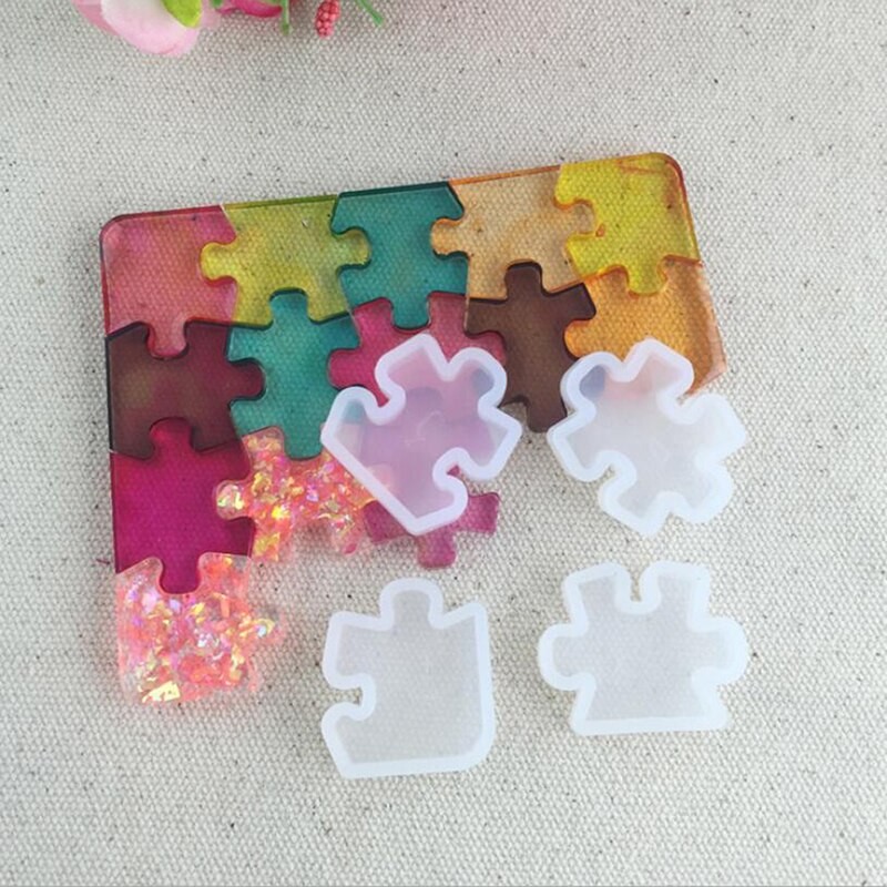 4 PièCES/ensemble Gros Puzzle Pièce Pierre Gemme Cristal Résine époxy Moule Bijoux à Bricoler Soi-même Pendentif Faisant Des Outils époxy Trans