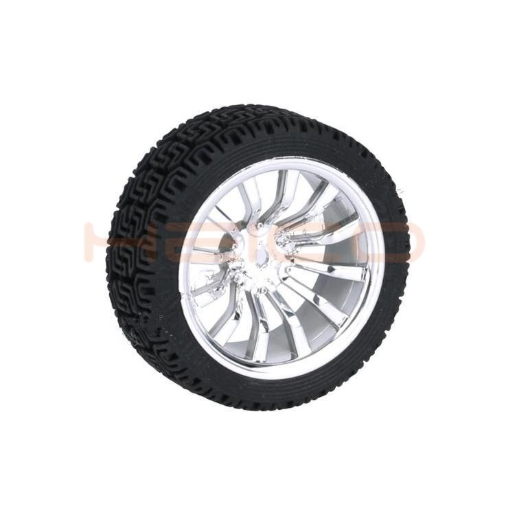 Roue En Caoutchouc, 68mm, Pneu Modèle RC 3/4/5/6mm, Couplage En Laiton, Connexion Hexagonale En Cuivre Pour Arduino Robot à Monter Soi-même, Kit De thumbnail