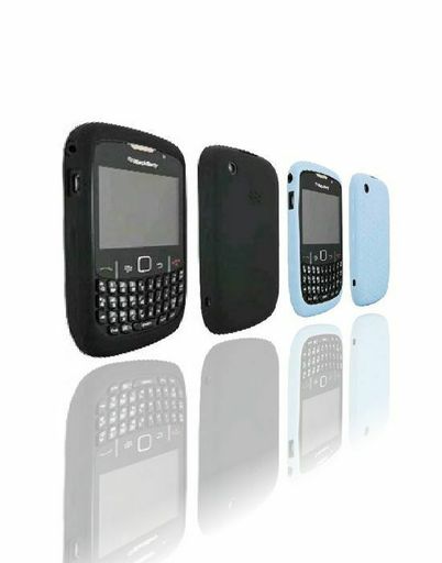 Black & Frost Blue OEM BlackBerry Embossed Skin Gel Case for 8520 8530 Curve2 93