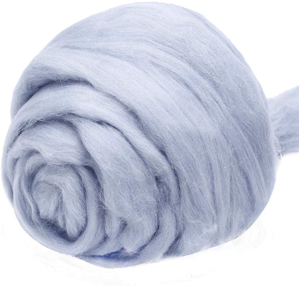 LMDZ 3.53oz Fil De Laine Bleu Cendré, Fournitures De Feutrage De Laine, 100% Laine Pure, Fil épais, Laine Rotative Pour Bricolage à La Main