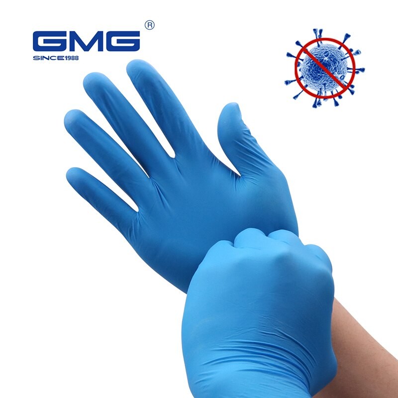 GMG – Gants De Travail Jetables En Nitrile Synthétique, Bleus, 100 PièCES/lot, étanches, Sans Allergie, Pour Le Nettoyage Et Le Lavage De La Mais