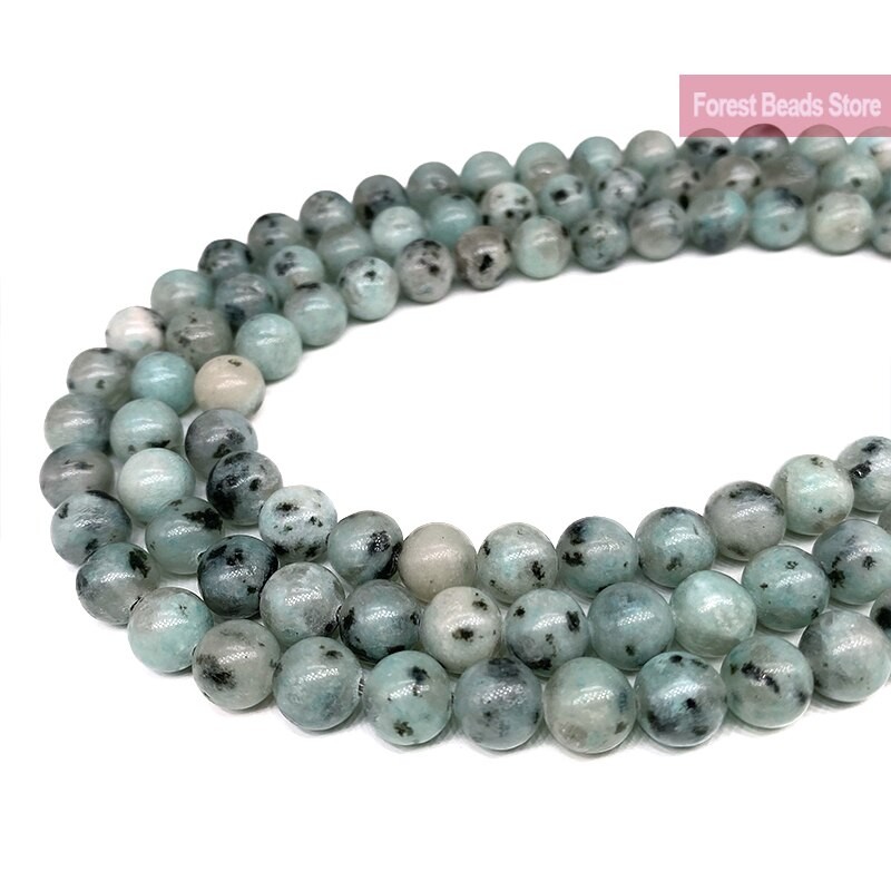 Pierre De Sésame Naturelle, Kiwi Jaspers, Bracelet à Bricoler Soi-même Perles Rondes Amples, Accessoires Pour La Fabrication De Bijoux, Brin 4, 6, 