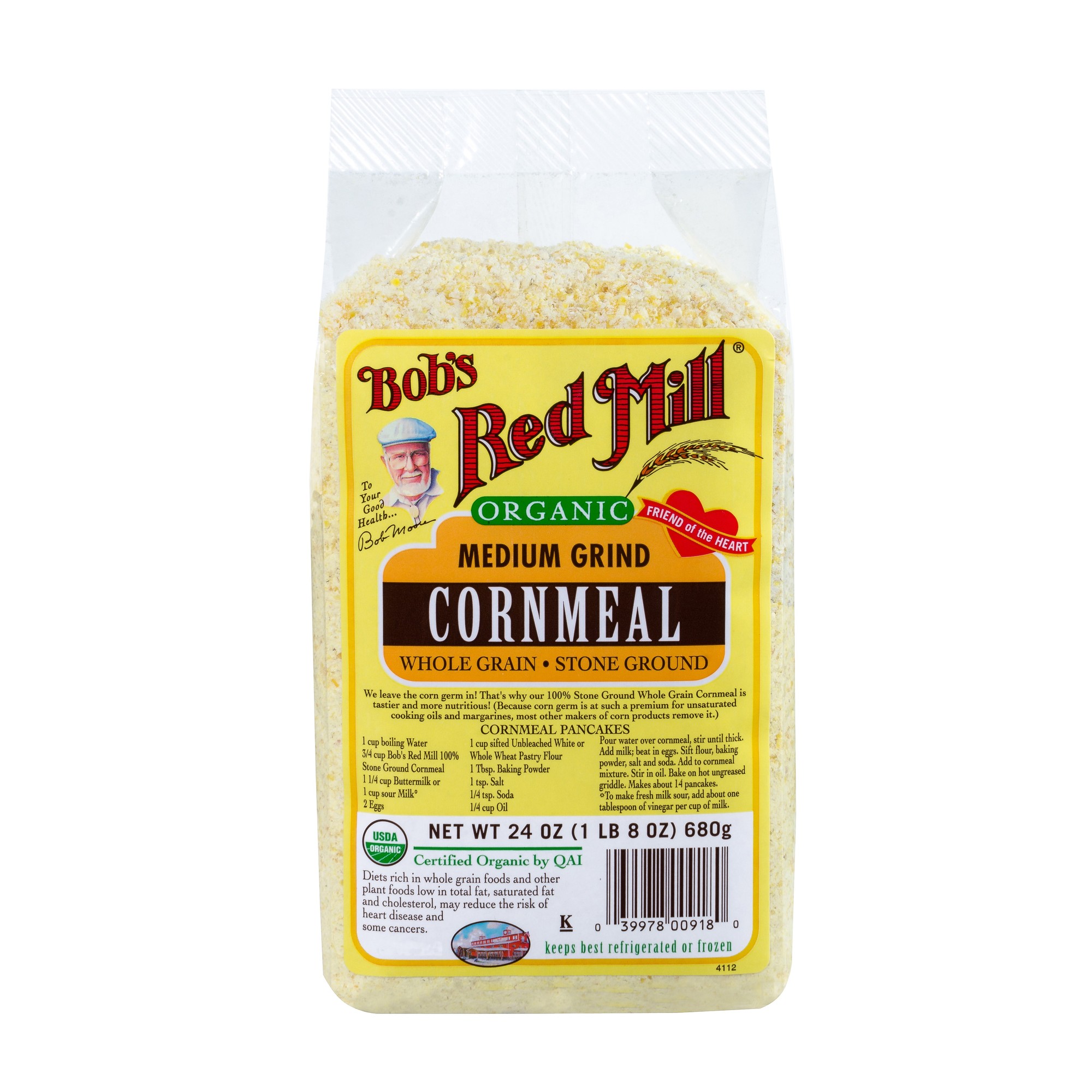 Bobs Red Mill Cornmeal 100% Whole Grain Stone Ground Medium Grind - 24 Oz