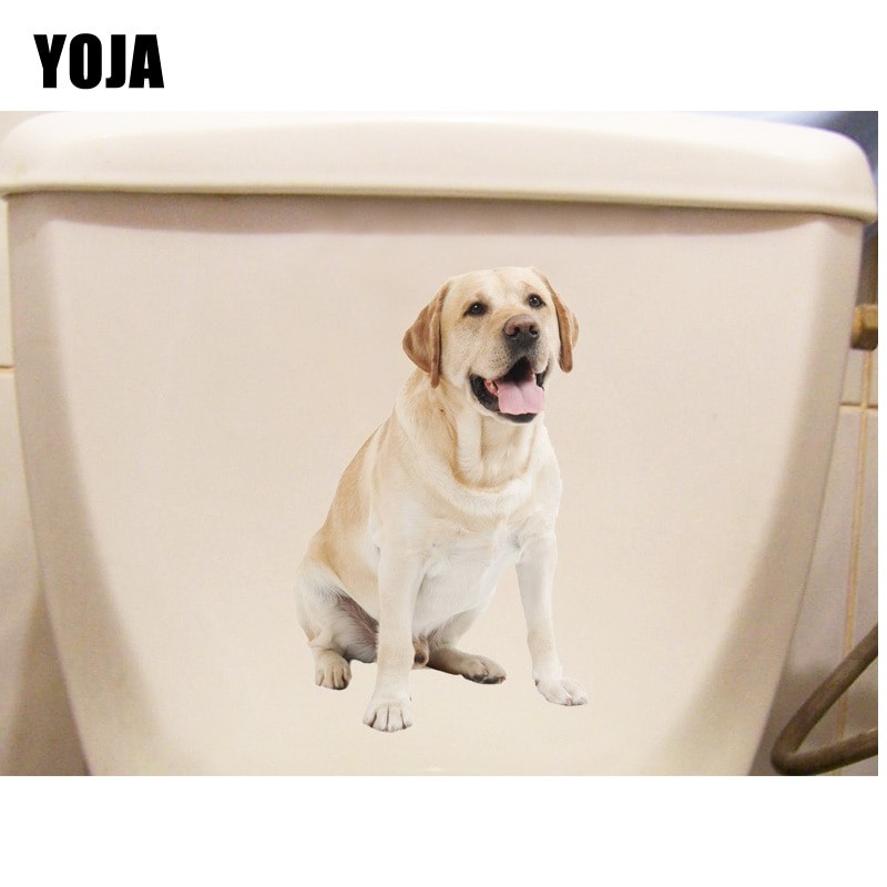 YOJA-autocollants Muraux Pour Salle De Bain Chien Labrador, 12.9x20.5CM, Pour Décoration De WC, T1-0255 thumbnail