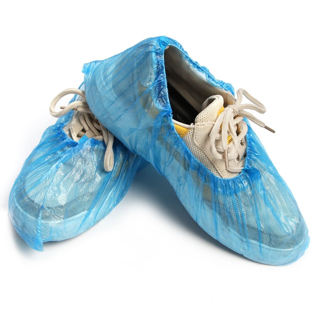 100 PièCES Couvre-chaussures Jetables Bleu Anti-dérapant étanche à La Poussière En Plastique Nettoyage Couvre-chaussures Bottes Sécurité Maison thumbnail