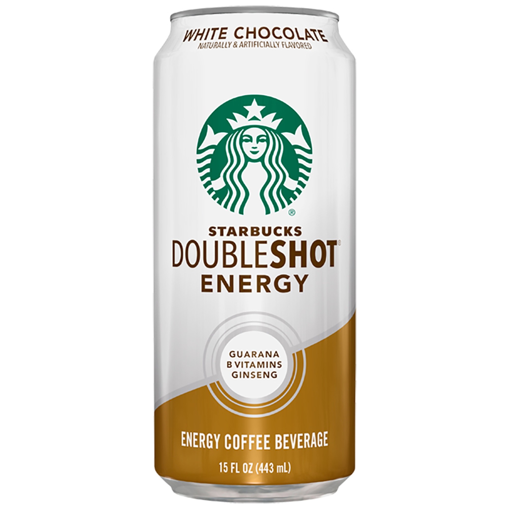 Starbucks White Chocolate Double Shot Energy  Strong Coffee Drink with 225 Mg Caffeine  B Vitamins  Guarana  and Ginseng  15 Fl Oz  12 Pack