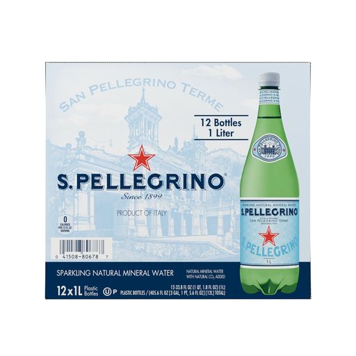 S.Pellegrino Sparkling Natural Mineral Water, 33.8 Fl Oz. (Pack of 12)