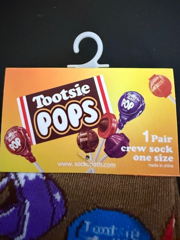 NEW TOOTSIE ROLL, TOOTSIE ROLL POPS & DOTS Collectible Unisex Crew Socks 3 Pairs thumbnail