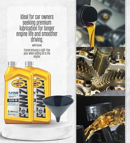 2x Pennzoil Platinum 5W-30 Synthetic Motor Oil 1 Qt 1 Pk Bundle with Plastic Funnel – Provides Superior Engine Cleanliness and Protection with Activ thumbnail
