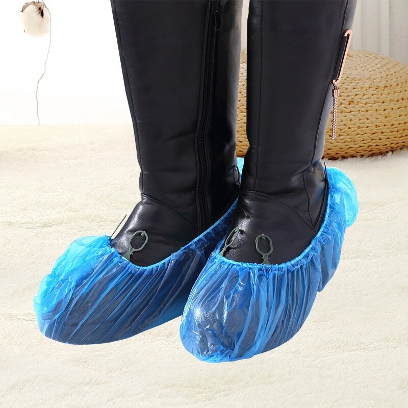 Couvre-chaussures Jetables Bleu, 100 PièCES, Protection Imperméable Pour L'extérieur, Sanitaire, Transparent, , Pour La Maison thumbnail