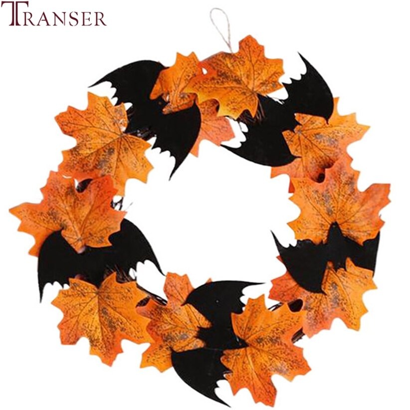 Transer-pendentifs Couronne De Chauve-souris En Feuille D'érable, Pour Décoration D'halloween, Pendentifs De Porte à Fenêtre, Pour La Maison, 9905