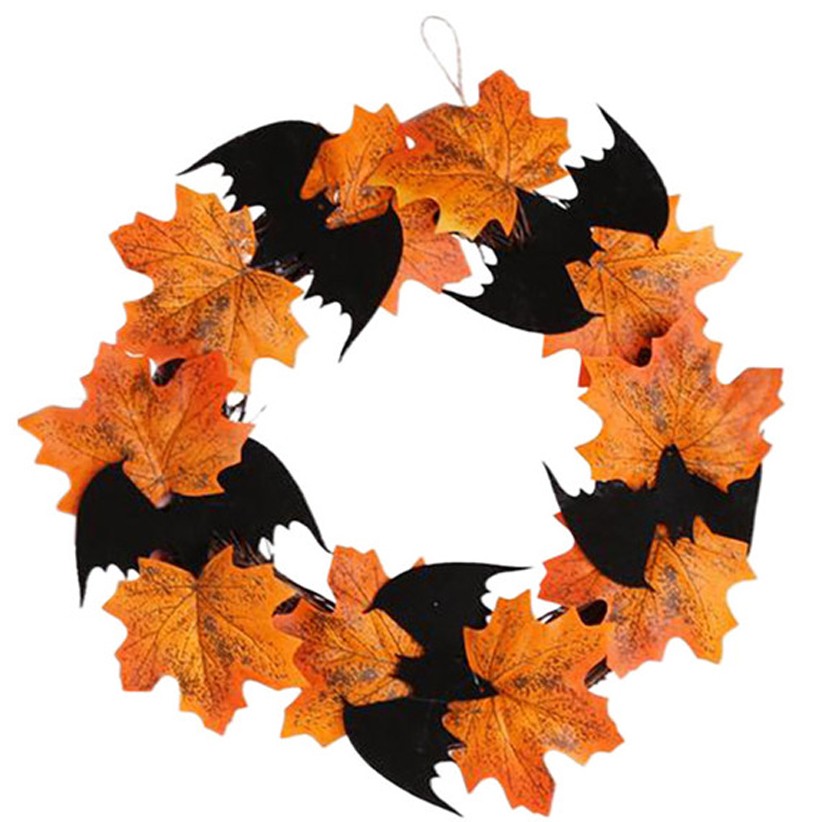 Transer-pendentifs Couronne De Chauve-souris En Feuille D'érable, Pour Décoration D'halloween, Pendentifs De Porte à Fenêtre, Pour La Maison, 9905 thumbnail