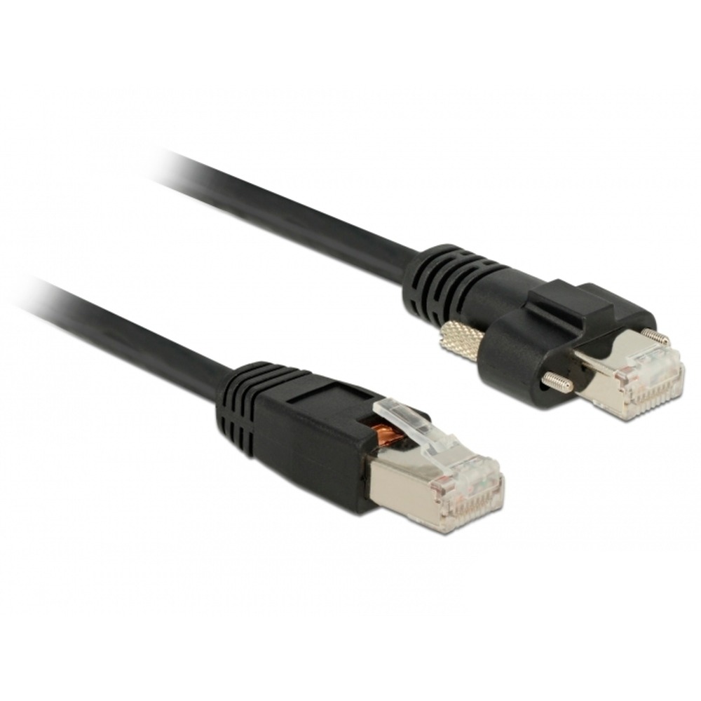 DeLOCK Kabel Rj-45 Stecker > Rj-45 Stecker, Cat.6 S/stp, Mit Schrauben, Schwarz, 2 Meter