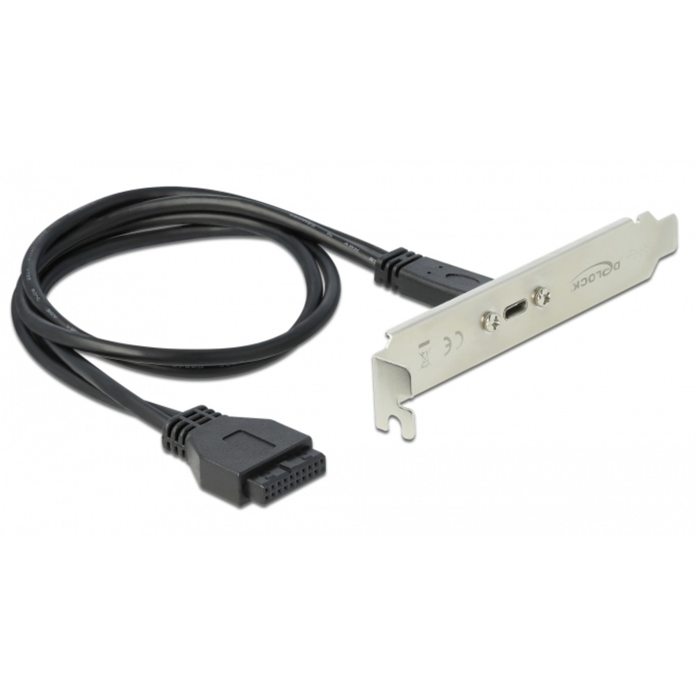 DeLOCK Slot Bracket - USB-Konsole - 19-poliger USB3.0 Kopf (W) Bis USB-C (W) 900 MA - 50cm - Schwarz (89937)