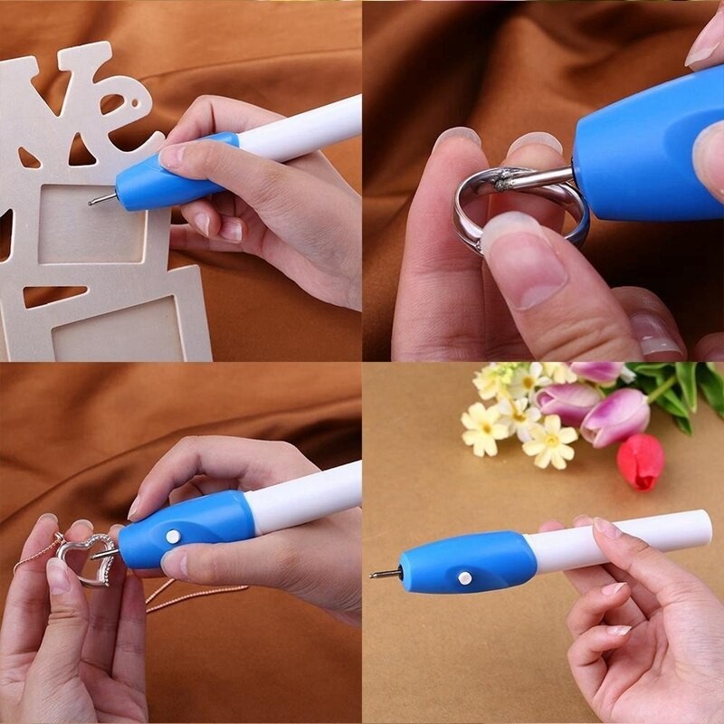 -4-Pack Stylo De Gravure électrique Sans Fil Outil De Découpe Avec Embouts Pour Bijoux à Bricoler Soi-même Métal Bois Céramique Verre