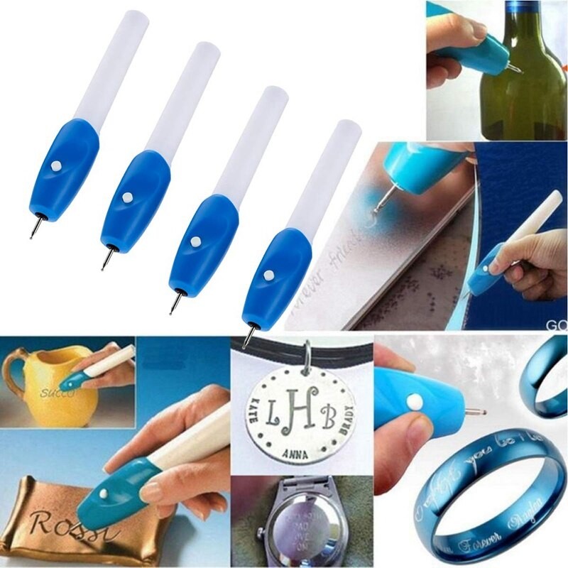 -4-Pack Stylo De Gravure électrique Sans Fil Outil De Découpe Avec Embouts Pour Bijoux à Bricoler Soi-même Métal Bois Céramique Verre thumbnail