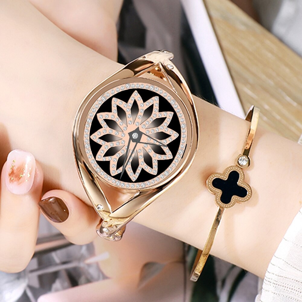 LEMFO Montre Intelligente Femmes 1.09 Pouces Montre à Assembler Soi-même Visage Moniteur De Fréquence Cardiaque 4 étoiles Cristal Diamant Dame Sma
