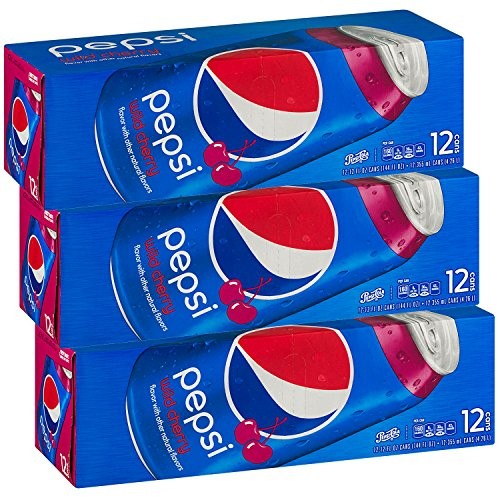 Pepsi Wild Cherry Soda, Fridge Pack Bundle, 12 Fl Oz, 36 Cans