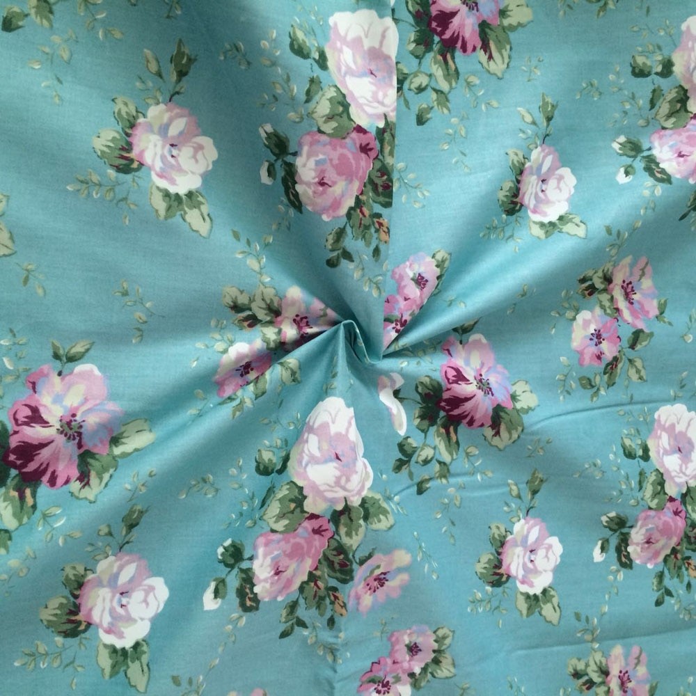 100% Coton Fleur Brigade Amour Bleu Floral Pastorale Tissu Bricolage Pour La Décoration De La Maison Vêtements Robe Literie Textile Artisanat Tissu thumbnail