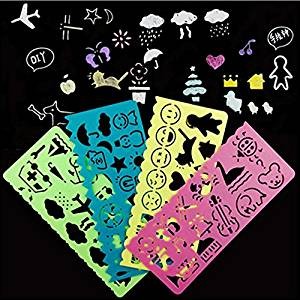 4 PièCES Pour Enfants D'âGE Préscolaire, Dessin Nécessaire, Outil De Dessin, Album Photo à Faire Soi-même, Accessoires, Modèle, Règle, Pochoir thumbnail