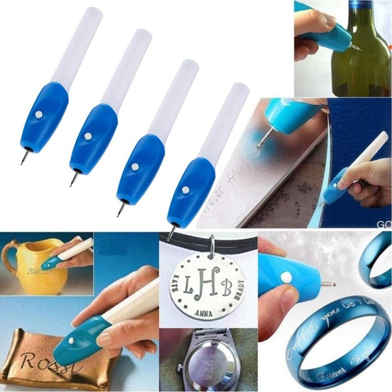Paquet De 4 Stylo De Gravure électrique Sans Fil Outil De Découpe Avec Embouts Pour Bijoux à Bricoler Soi-même Métal Bois Céramique Verre