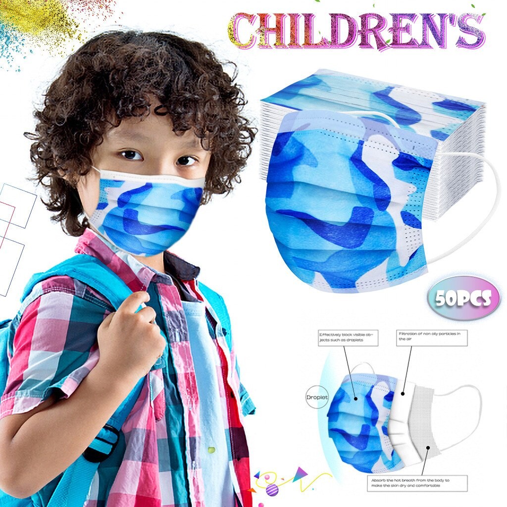 50/100 PièCES écharpe Bandana écharpe Jetable Maks Pour La Protection Des Germes Pour Les Enfants Bleu écharpe Jetable Bandana Tissu-Maks Visière thumbnail