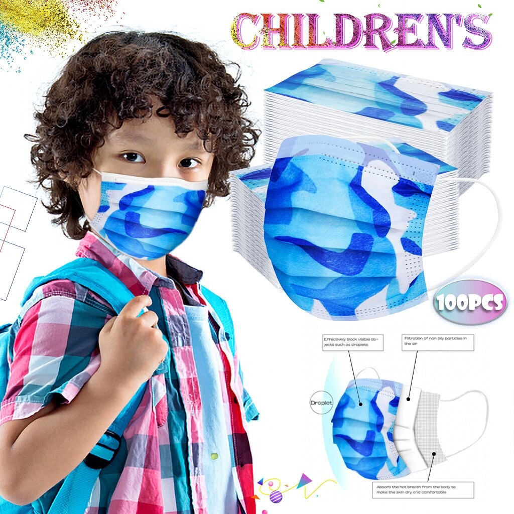 50/100 PièCES écharpe Bandana écharpe Jetable Maks Pour La Protection Des Germes Pour Les Enfants Bleu écharpe Jetable Bandana Tissu-Maks Visière