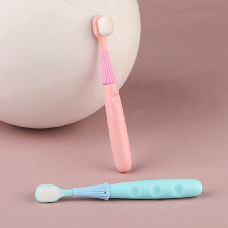 2x Petit Parapluie Dix Mille Cheveux Enfants Brosse À Dents Simple 1-2-3 Ans Cheveux Doux Brosse À Dents Bébé Bleu Et Rose