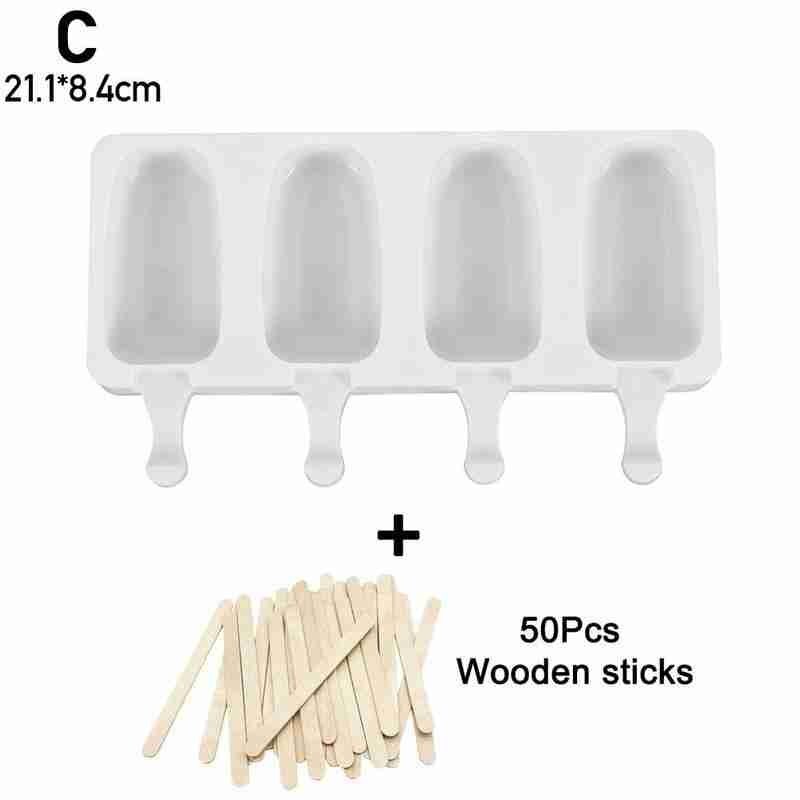 4 Cellules Moule À Glace En Silicone MOULE POUR FAIRE SOI-MÊME Bac À Glaçons Avec Moule Popsicle Sac Baril Dessert De Crème Glacée D0V4