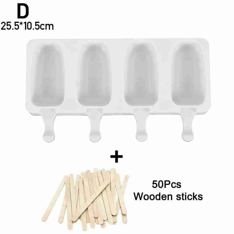 4 Cellules Moule À Glace En Silicone MOULE POUR FAIRE SOI-MÊME Bac À Glaçons Avec Moule Popsicle Sac Baril Dessert De Crème Glacée D0V4