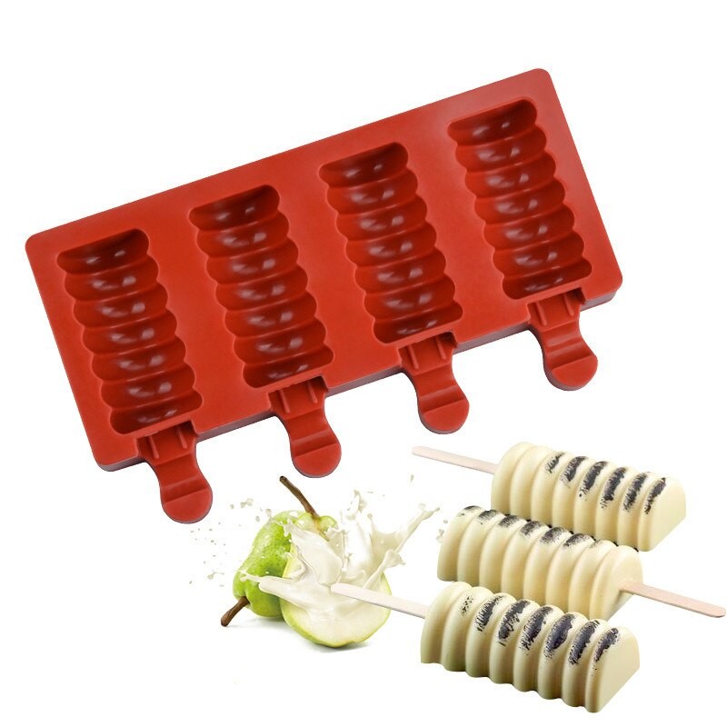 4 Trous Moule À Glace En Silicone Bac À Glaçons Popsicle Baril Moule Pour Faire Soi-Même Dessert De Crème Glacée Moule Accessoires De Cuisine Co