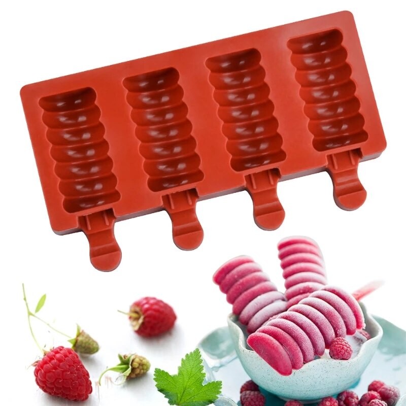 4 Trous Moule À Glace En Silicone Bac À Glaçons Popsicle Baril Moule Pour Faire Soi-Même Dessert De Crème Glacée Moule Accessoires De Cuisine Co thumbnail