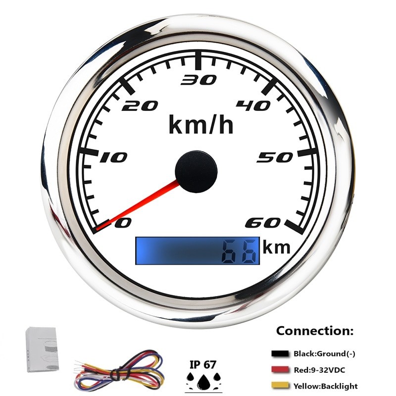Compteur De Vitesse Pour Bateau, 30 Km/h, 60 Km/h, 120 Km/h, 200 Km/h, Odomètre, Sans Antenne GPS Avec Rétro-éclairage Rouge thumbnail
