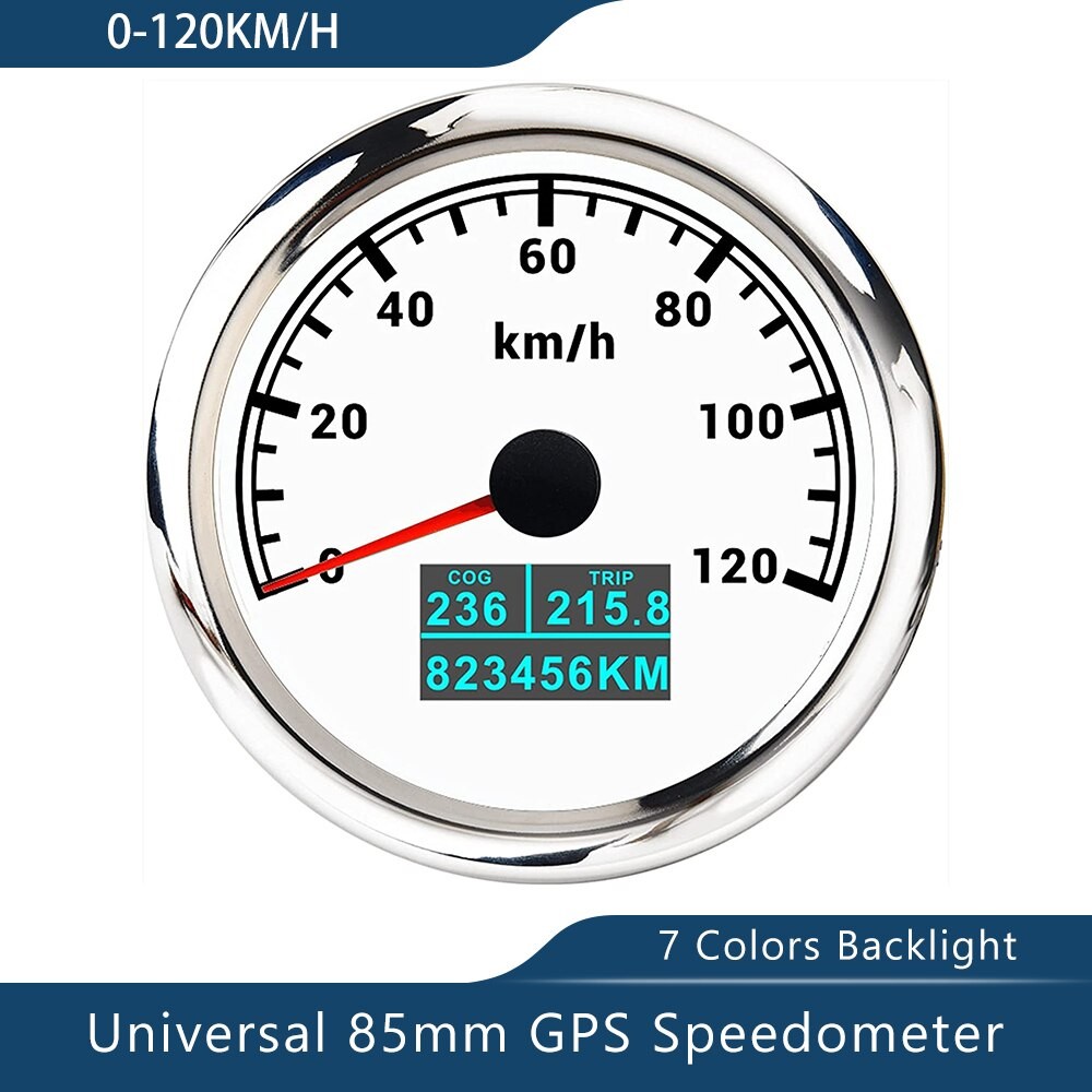 Neue 85mm GPS Tacho 0-30/60 Knoten 0-60/80/120/160/200 MPH 0-60/120/200 KM/H Mit 7 Farben Hintergrundbeleuchtung Für Auto Stiefel Motorrad