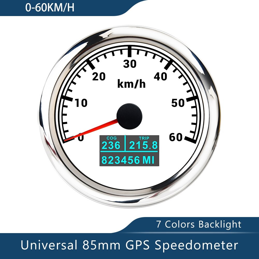 Neue 85mm GPS Tacho 0-30/60 Knoten 0-60/80/120/160/200 MPH 0-60/120/200 KM/H Mit 7 Farben Hintergrundbeleuchtung Für Auto Stiefel Motorrad