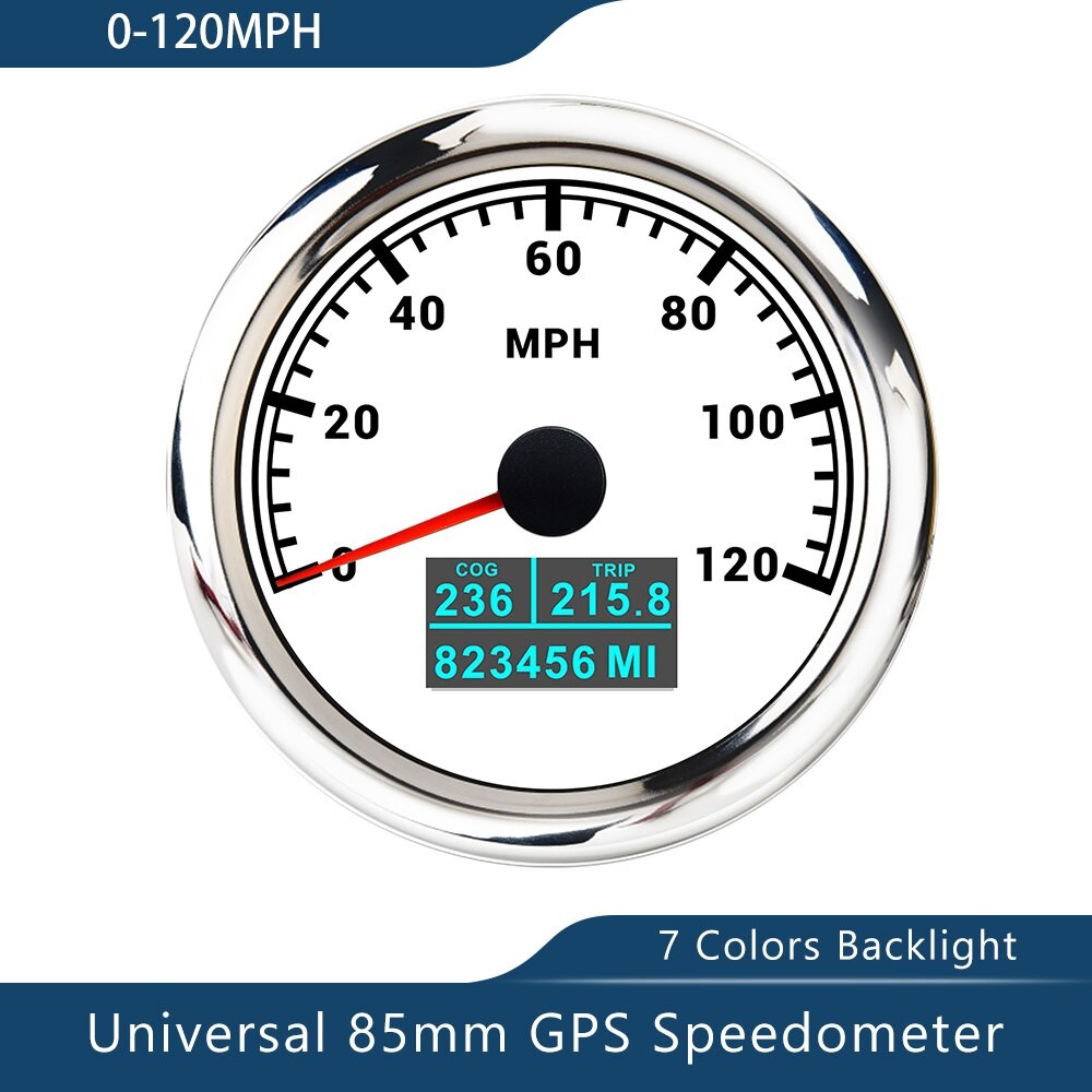 Neue 85mm GPS Tacho 0-30/60 Knoten 0-60/80/120/160/200 MPH 0-60/120/200 KM/H Mit 7 Farben Hintergrundbeleuchtung Für Auto Stiefel Motorrad