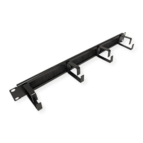 ROLINE 19 Inch Front Panel, 4 Eyelets Type G, Cable Grommet (Brush), RAL 9005 Jet Black