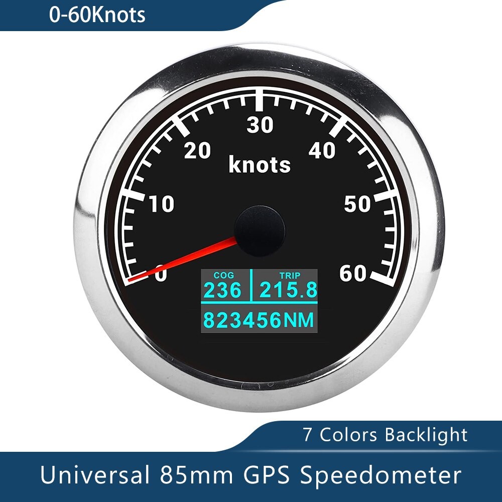 Neue 85mm GPS Tacho 0-30/60 Knoten 0-60/80/120/160/200 MPH 0-60/120/200 KM/H Mit 7 Farben Hintergrundbeleuchtung Für Auto Stiefel Motorrad