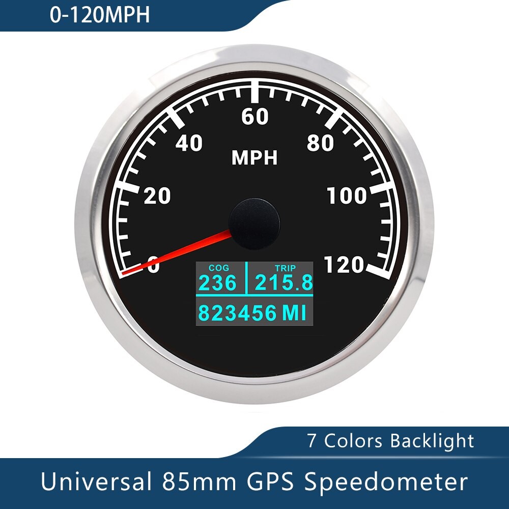 Neue 85mm GPS Tacho 0-30/60 Knoten 0-60/80/120/160/200 MPH 0-60/120/200 KM/H Mit 7 Farben Hintergrundbeleuchtung Für Auto Stiefel Motorrad