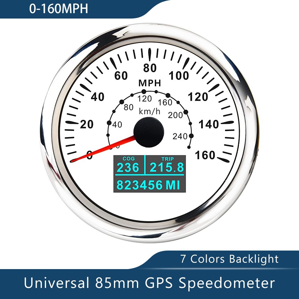 Neue 85mm GPS Tacho 0-30/60 Knoten 0-60/80/120/160/200 MPH 0-60/120/200 KM/H Mit 7 Farben Hintergrundbeleuchtung Für Auto Stiefel Motorrad