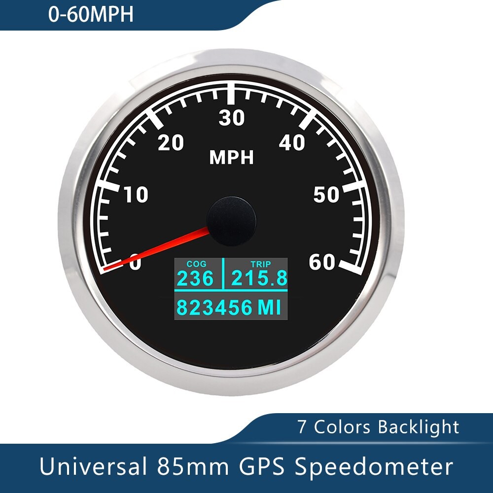 Neue 85mm GPS Tacho 0-30/60 Knoten 0-60/80/120/160/200 MPH 0-60/120/200 KM/H Mit 7 Farben Hintergrundbeleuchtung Für Auto Stiefel Motorrad