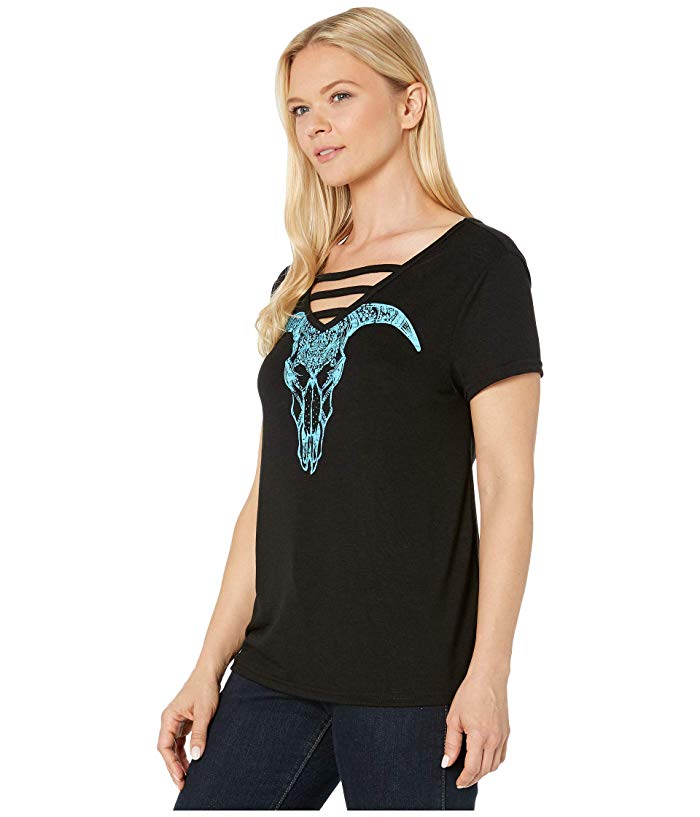 Roper 0489 Jersey Knit V-Neck Black Shirt  Women S Size Extra Large thumbnail