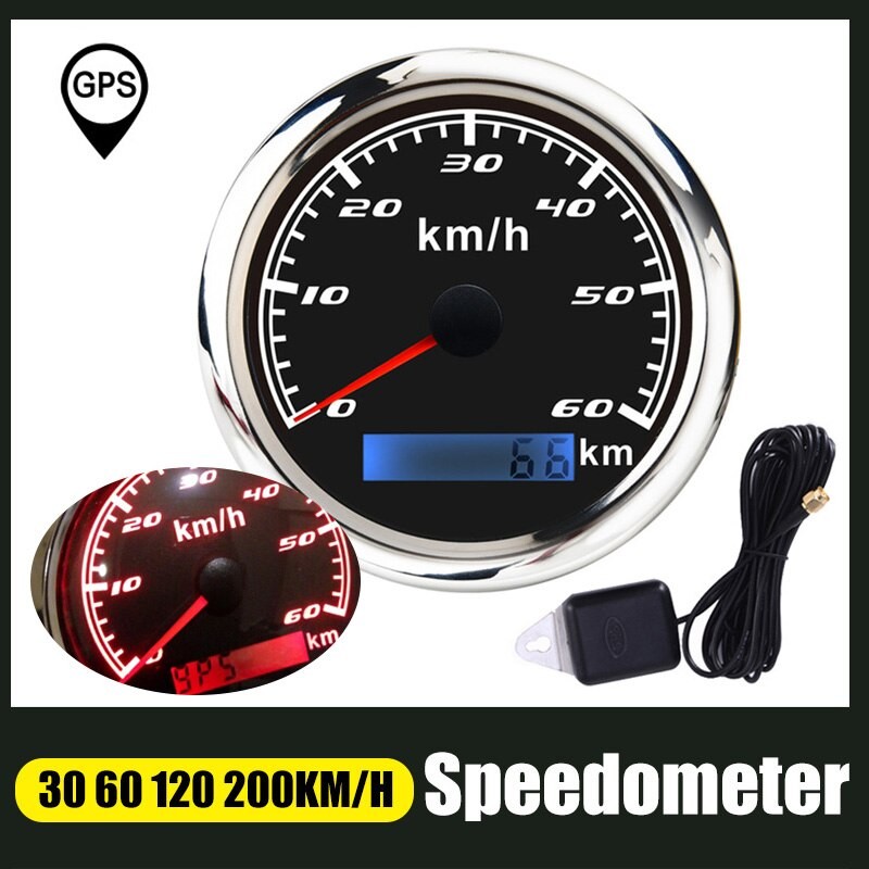 85mm GPS Tacho Messgerät 30 60 120 200 KM/H Kilometerzähler Für Marine Motorrad Stiefel Auto ATV Lkw Mit Verrotten Hintergrundbeleuchtung
