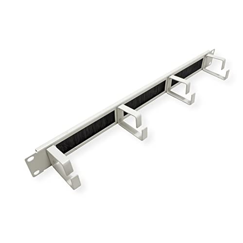 ROLINE 19 Inch Front Plate, 4 Eyelets Type G, Cable Guide (Brush), RAL 7035 Light Grey