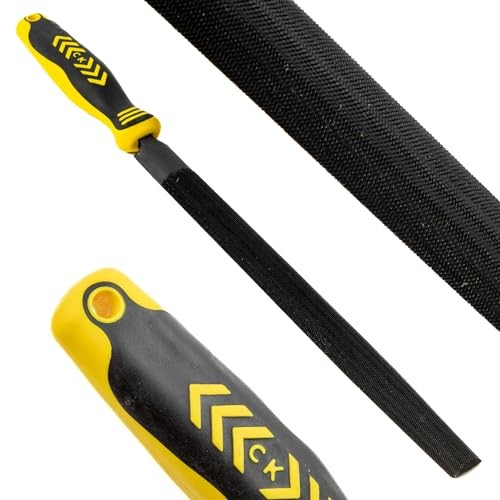 C.K Tools Engineers File Half Round 250mm Second Cut Tapered Point, High Carbon Black Oxide Steel, Ergonomic Two Component Grip, Secure Tang Bond, Lan
