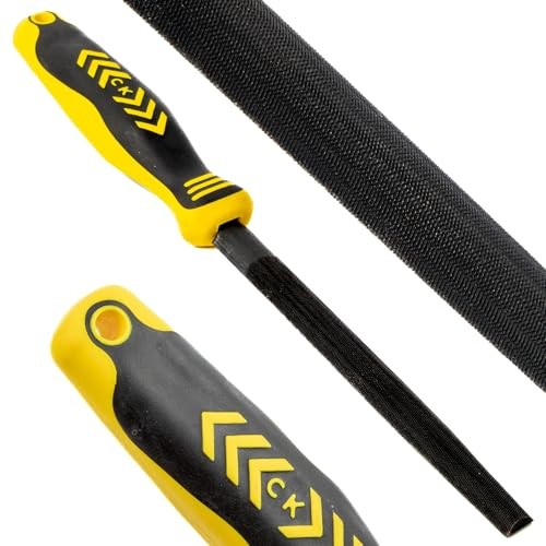 C.K Tools Engineers File Half Round 150mm Second Cut Tapered Point, High Carbon Black Oxide Steel, Ergonomic Two Component Grip, Secure Tang Bond, Lan