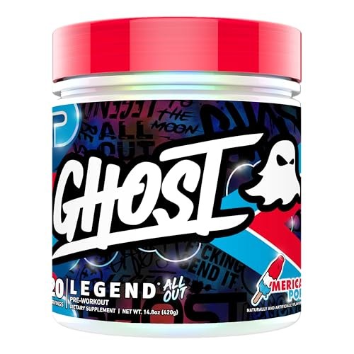 GHOST Legend All Out V2 Pre-Workout Powder, 'Merica Pop - 20 Servings - Pre-Workout Supplement for Men & Women - Energy & Pumps - Caffeine, Citrulline