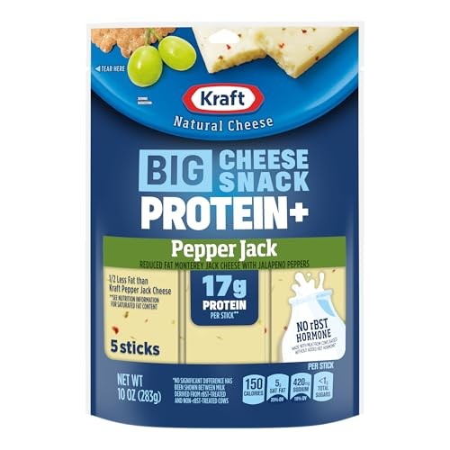 Kraft Natural Cheese Pepper Jack Protein Big Stick 10 Oz Bag