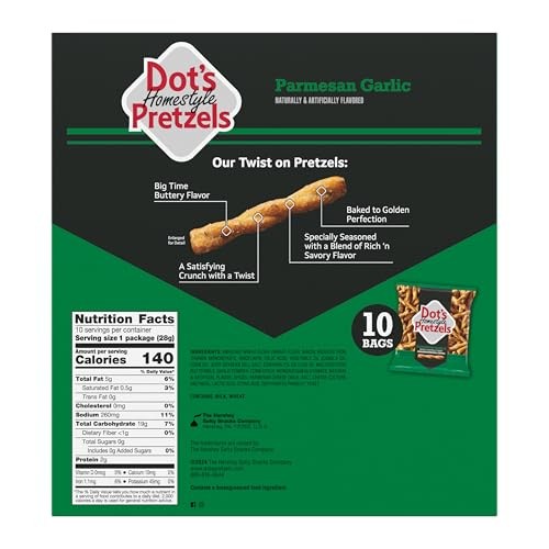 Dot's Pretzels Parmesan Garlic Seasoned Pretzel Twist Snack, 1oz Individually Sized Bag (10 Count) thumbnail
